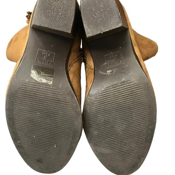 Parker & Sky Ankle Boots Size 8.5 Cognac Brown Faux Suede Block Heel 3.5” Zip - Picture 9 of 10